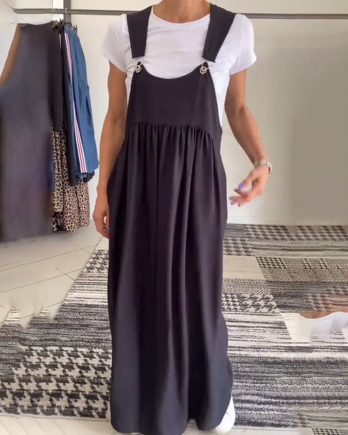 Casual Solid Colour Dress with Straps