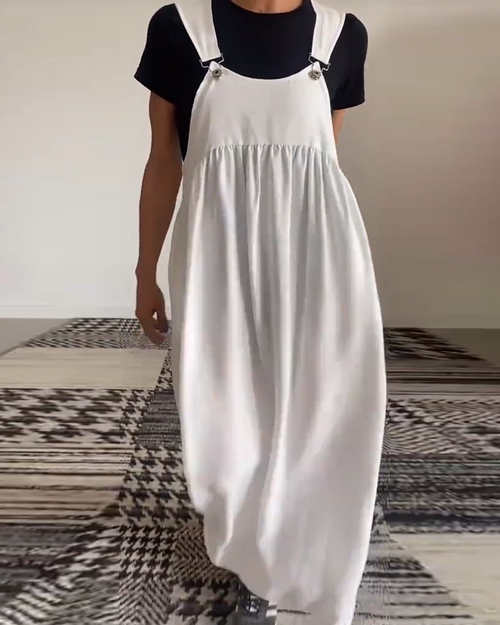 Casual Solid Colour Dress with Straps