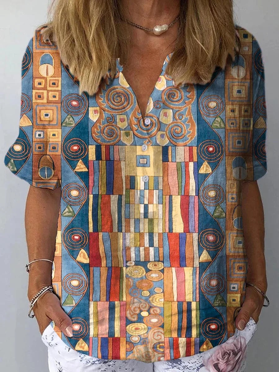 Zelina | Abstract Art Print Casual Shirt