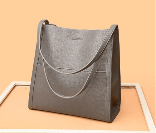Solid colour simple genuine leather shoulder bag