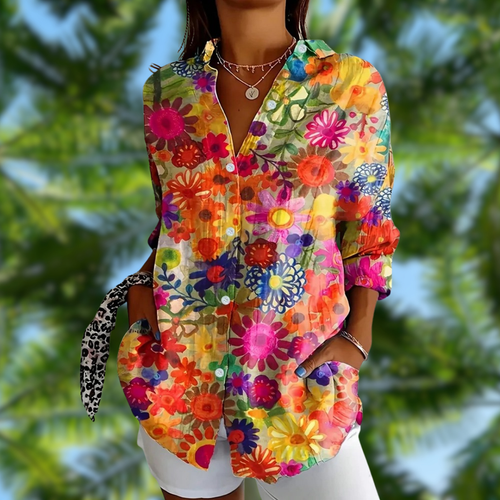 VARESSA™ | Printed Button-Up Blouse