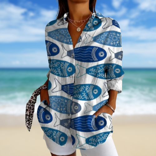 NERAIA™ | Fish Pattern Blouse