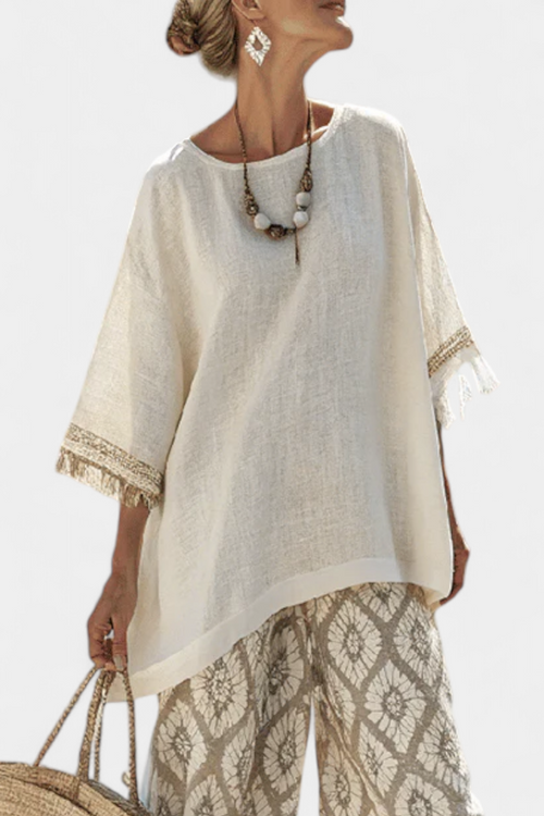 Nelly Boho Chic Daisy Ensemble Long Shirt and Printed Trousers