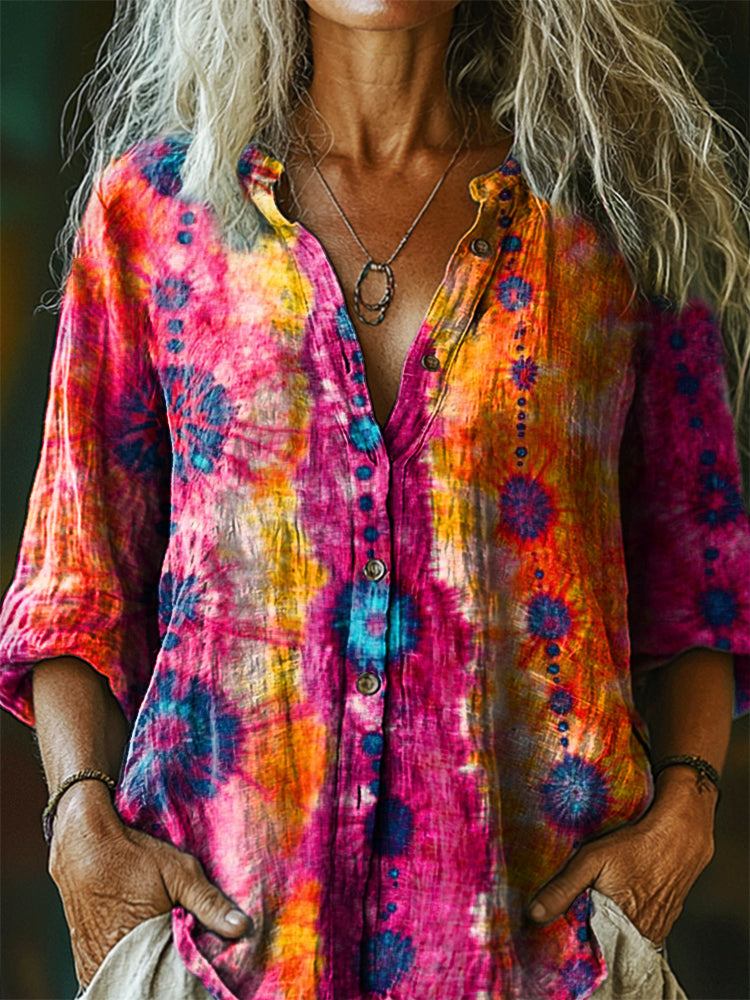 AURORA – TIE DYE COTTON LINEN SHIRT