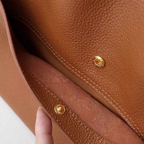 Solid colour simple genuine leather shoulder bag