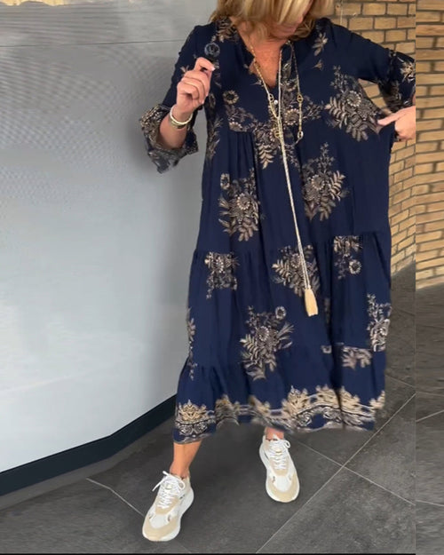 EVITA – VINTAGE V-NECK CASUAL DRESS