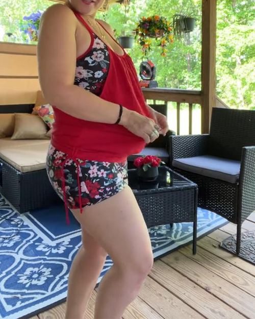 KAIA – STRAPPY PRINTED BOXER SWIMSUIT