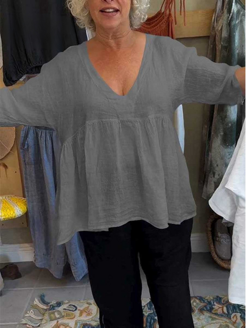 SERENA – V-NECK BLEND SHIRT