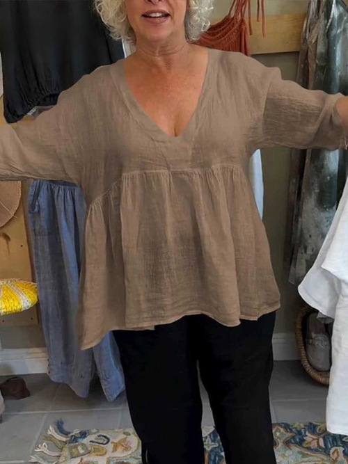 SERENA – V-NECK BLEND SHIRT