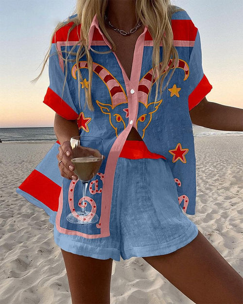 Jorelle™ | Goat Print Short Set