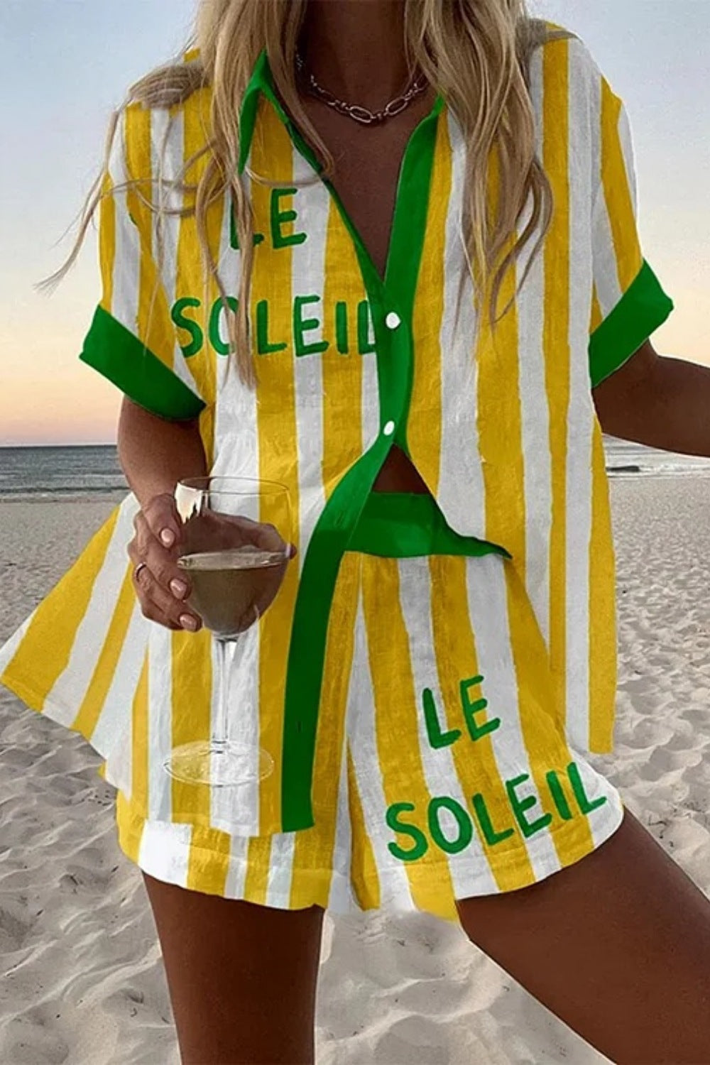 Halora™ | Yellow Striped Short Ensemble