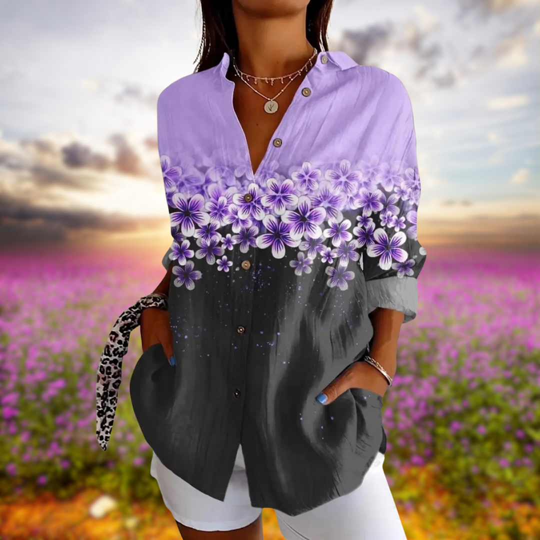 VANESSA™ | Floral Print Button-Up Shirt