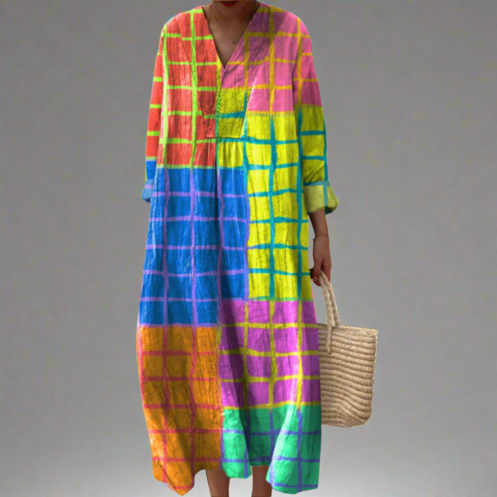 Leona | Bold Checkered Maxi Dress