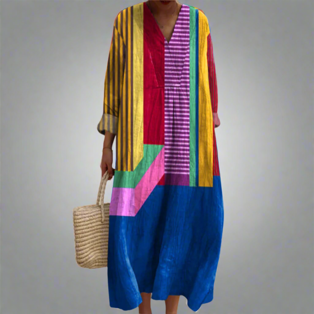 Ruth | Breezy Maxi Dress with Color Block Design