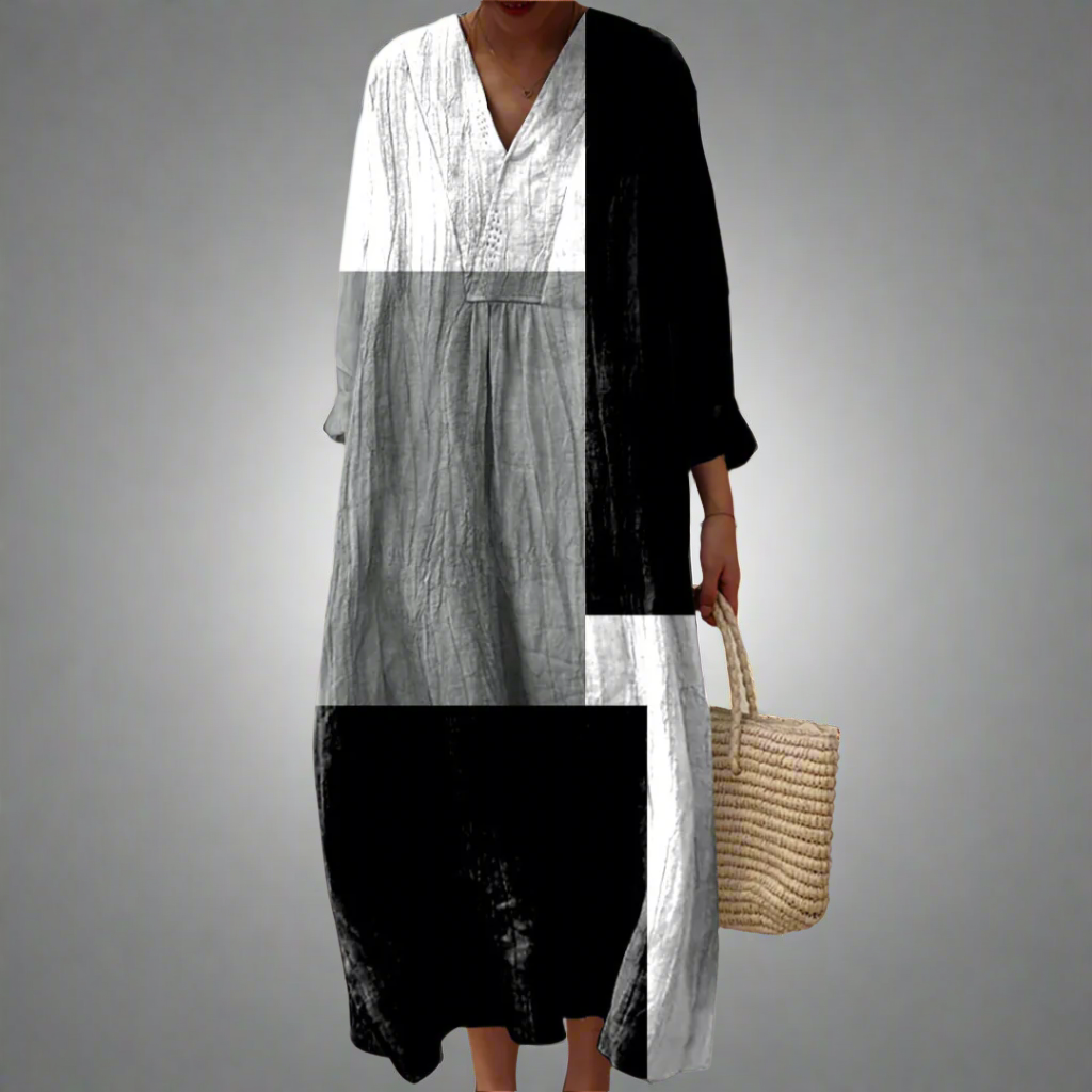 Colette | Maxi Dress with Abstract Patchwork Design