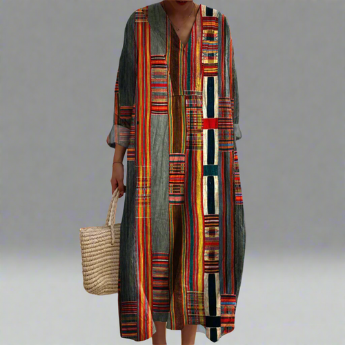 Marianne | Bohemian Geometric Stripe Maxi Dress