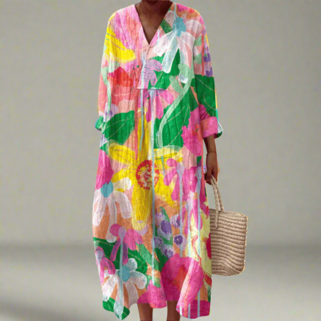 Tilly | Breezy Maxi Dress with Watercolour Floral Design