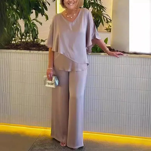 NIA – V-NECK IRREGULAR HEM LOUNGE SET