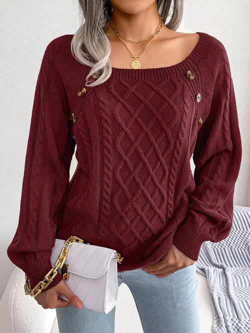 Daphne – Women’s Casual Square Collar Knitted Pullover Sweater
