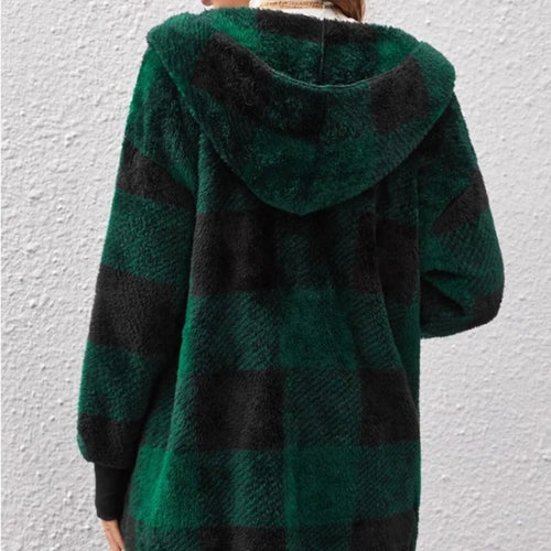 Rowena – Women’s Plaid Fleece Hooded Jacket