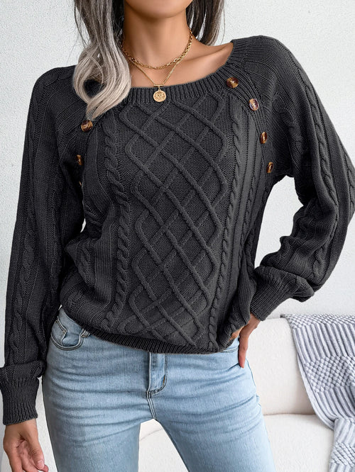 Daphne – Women’s Casual Square Collar Knitted Pullover Sweater