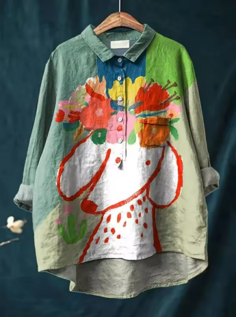 Sofia® | Floral and Dog Print Blouse