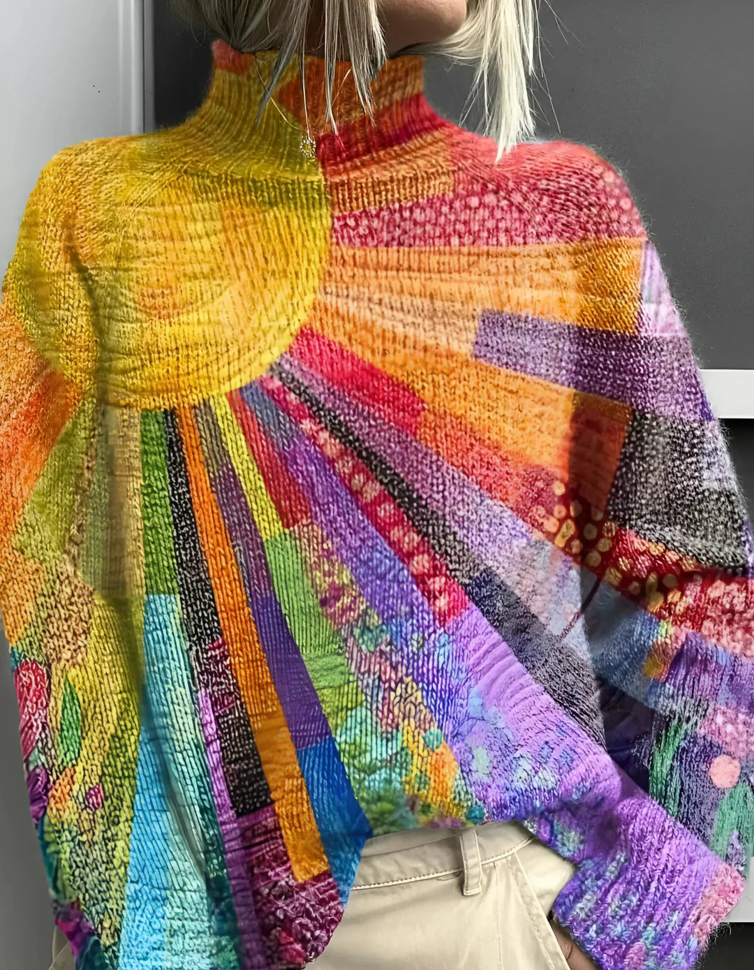 Elfriede - Vibrant & Colourful Roll Neck Jumper