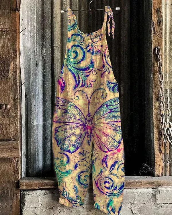 Ivy | Retro Butterfly Pattern Jumpsuit