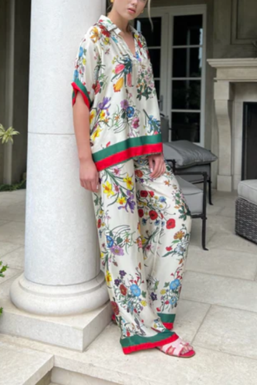 Lunvra -Mid-sleeve Printed Two-piece Set