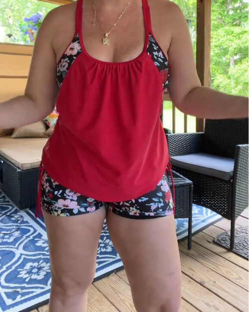 KAIA – STRAPPY PRINTED BOXER SWIMSUIT