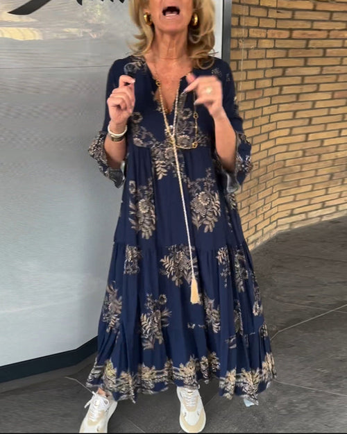 EVITA – VINTAGE V-NECK CASUAL DRESS