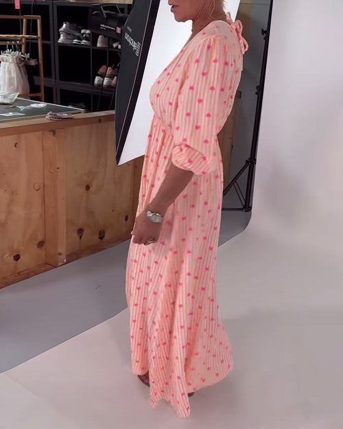 AVA – V-NECK HEART PRINT DRESS