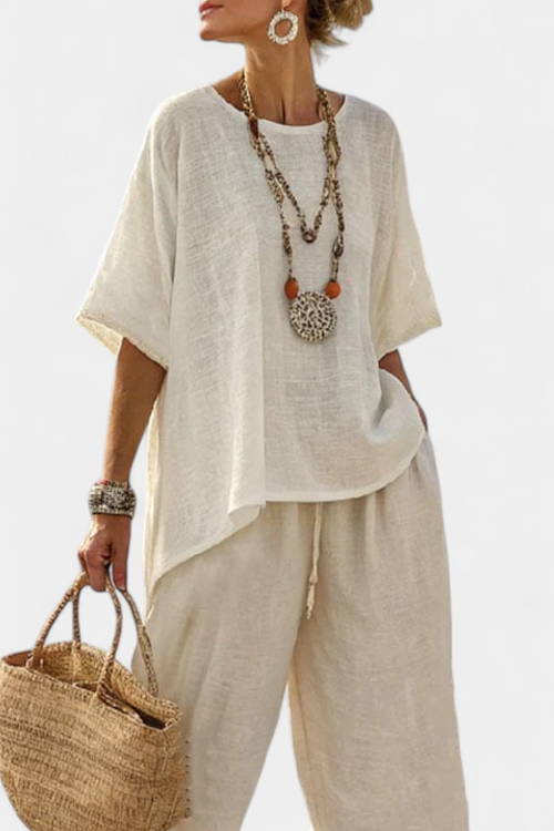 Lovie Oversized Blouse and Wide-Leg Trousers