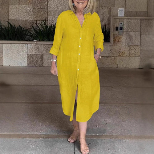 Lunvra Women’s Casual Loose Long Shirt Dress