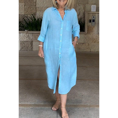Lunvra Women’s Casual Loose Long Shirt Dress