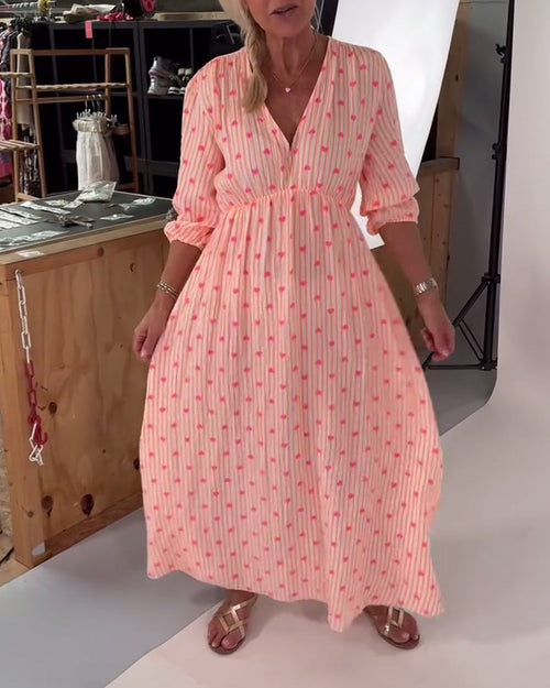 AVA – V-NECK HEART PRINT DRESS