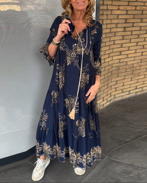 EVITA – VINTAGE V-NECK CASUAL DRESS