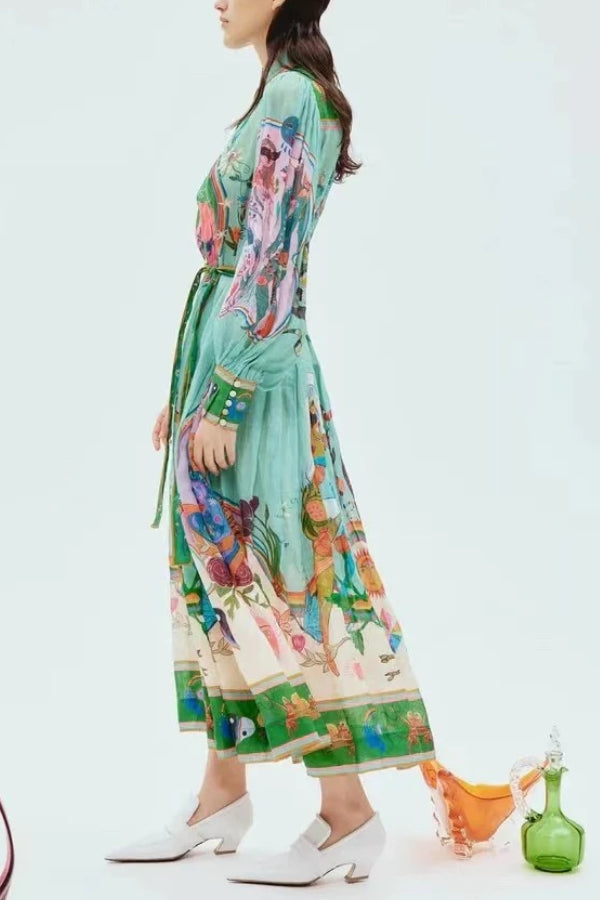 Capri™  Print Balloon Sleeve Midi Dress
