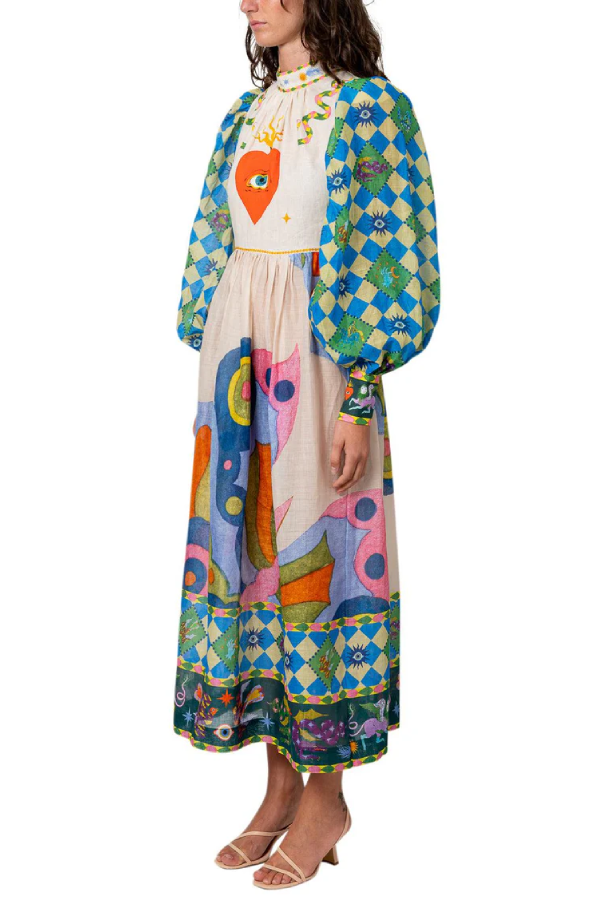 Dear to My Heart Lantern Sleeve Midi Dress