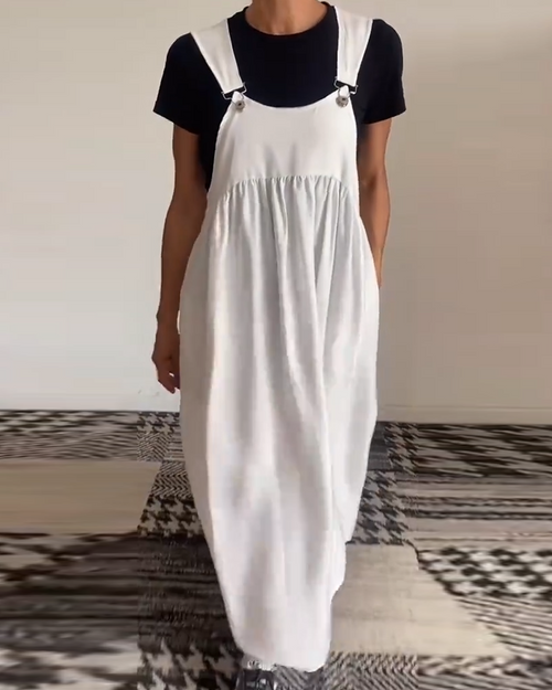 Casual Solid Colour Dress with Straps