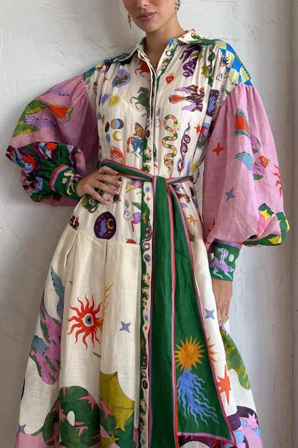 Retro French - Maxi print dress