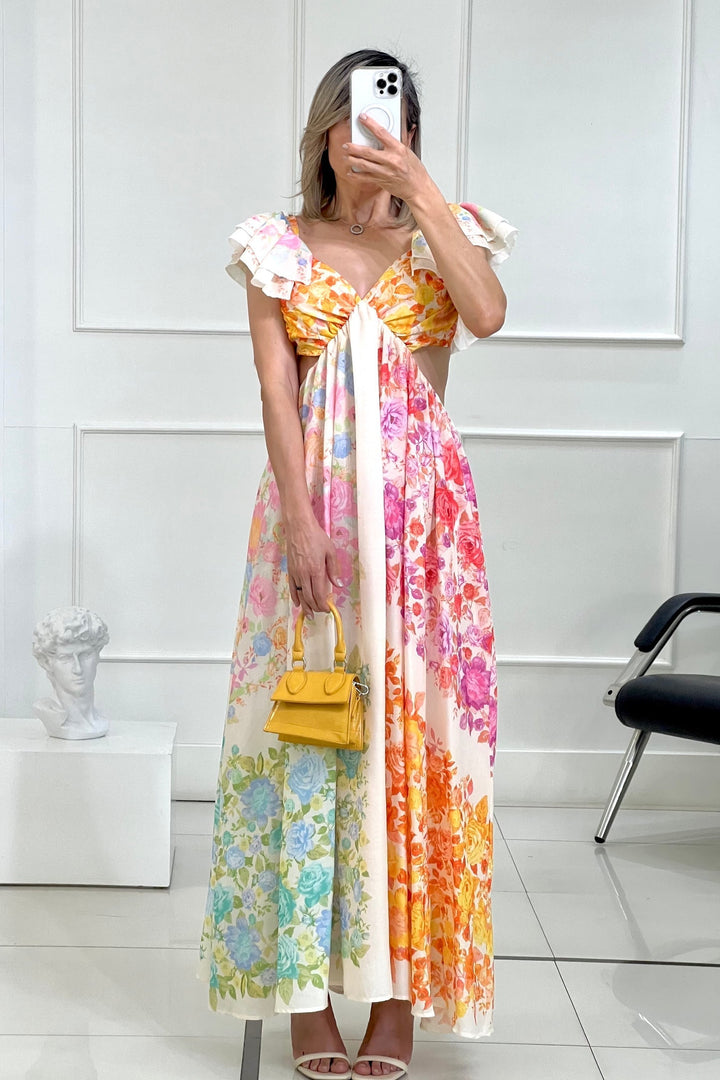 Blooming Beauty Floral Cutout Maxi Dress