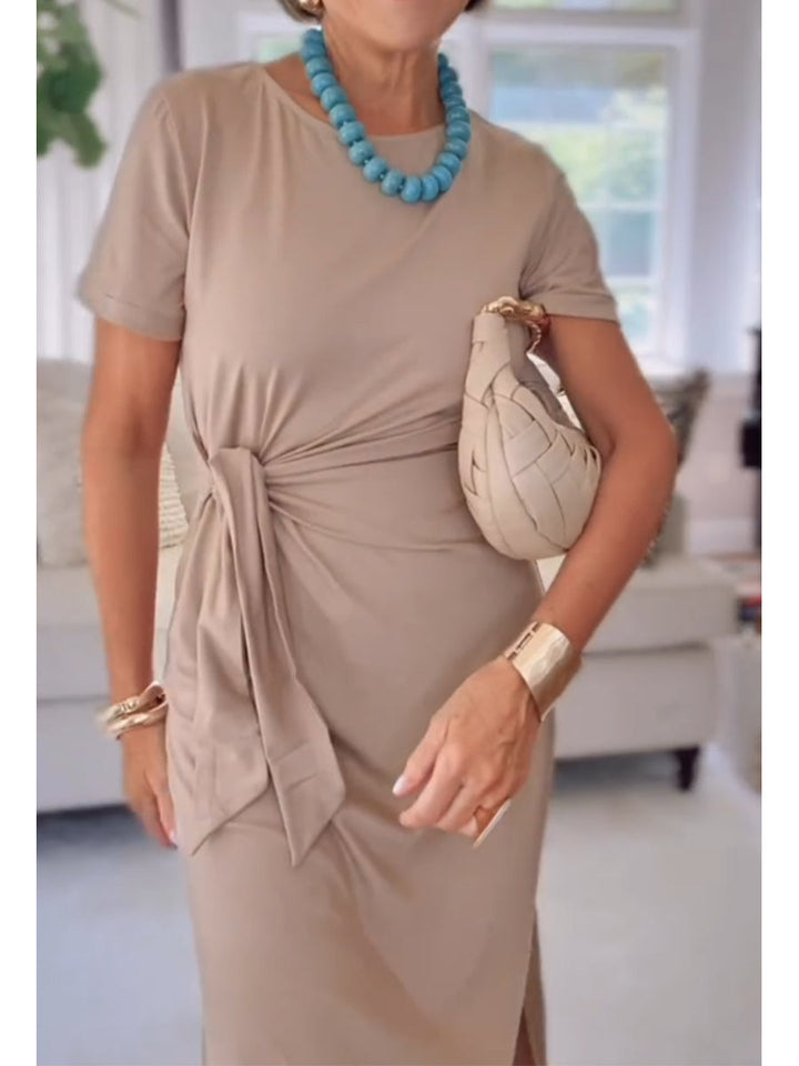 CAMILA – ELASTIC TIE SHORT SLEEVE DRESS