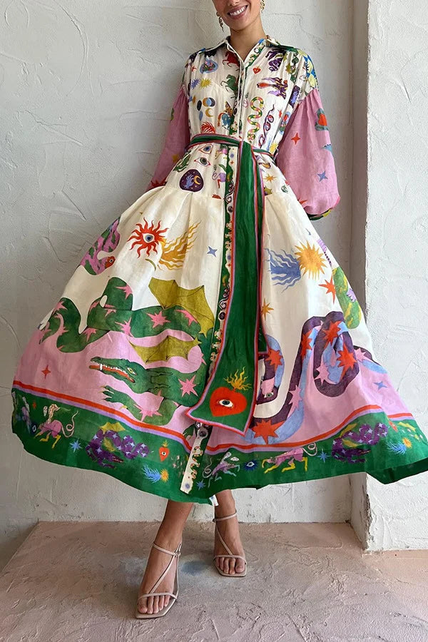 Retro French - Maxi print dress