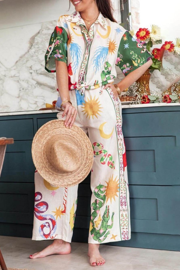 Bohemian Beauty Printed Shirt & Pants Set