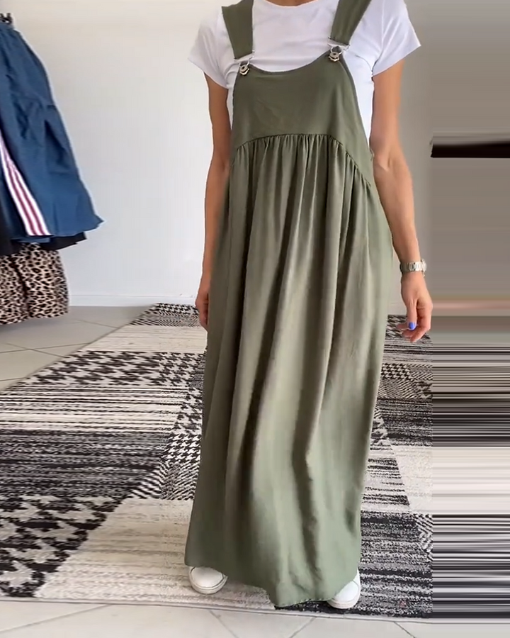 Casual Solid Colour Dress with Straps