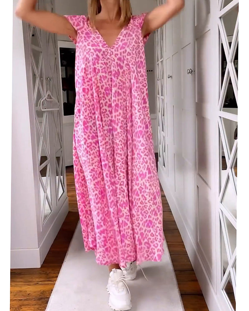 SELENE – PRINTED V-NECK MAXI DRESS
