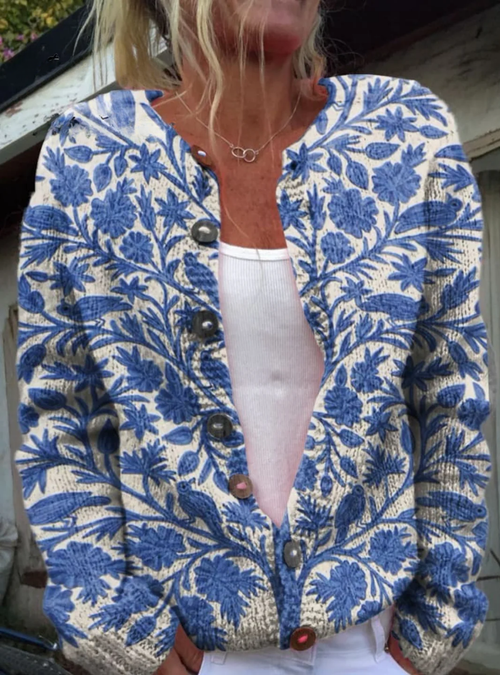 Maribelle – Charming, cozy floral buttoned cardigan sweater