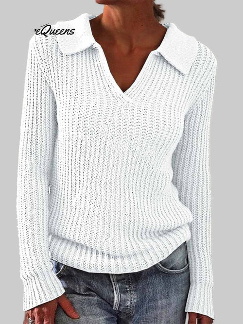 Eveline – Women’s Casual Lapel Long-Sleeve Sweater