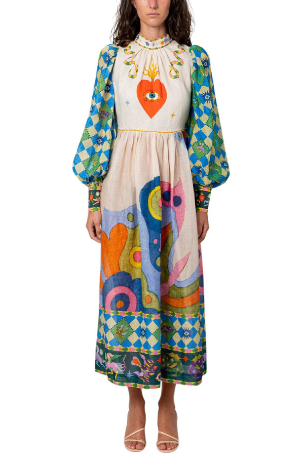 Dear to My Heart Lantern Sleeve Midi Dress